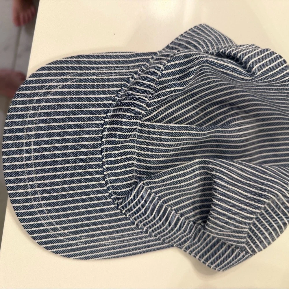 Striped Blue Train Conductor Railroad Cap